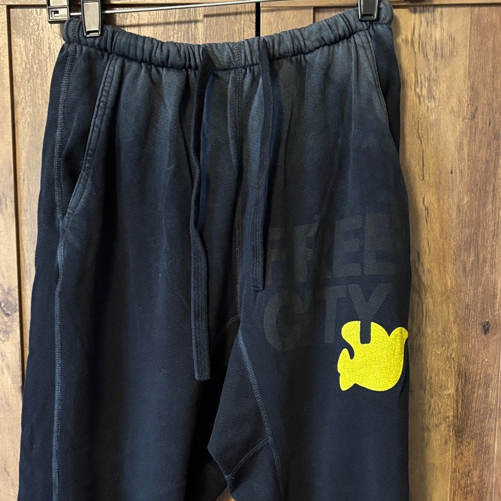 Freecity Black Pajama Pants with Yellow Logo